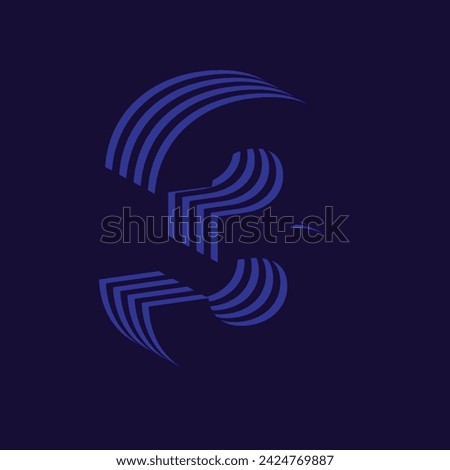 vector number 3 with 3d letter text with lines