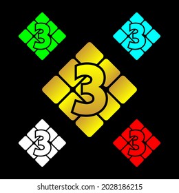 vector number 3 design element, with diamond or diamond shaped box illustration