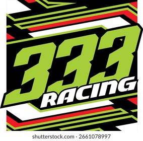 Vector number 333 modern green and line background 3d illustration.