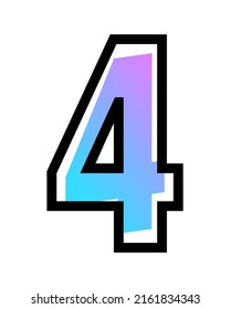 Vector number 4 with blue-purple gradient color and black outline. Illustration