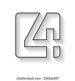 Vector number 4. Sign made with black line 