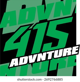 Vector number 415 green and text adventure, abbstak background, cutting print design or sticker printing.