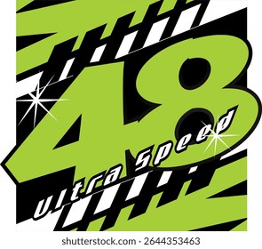 Número do vetor 48 conceito 3D verde, texto ultrarrápido, design moderno de impressão de etiqueta de corte.