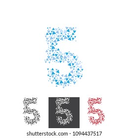 Vector Number 5 Five Alphabet Typo Font Geometric Triangle Pyramid Pattern Logo Icon Brand Symbol Shape Object Element Professional Corporate Identity Modern Business