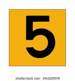 Vector of number 5 perfect for children book, banner, isolated with white background