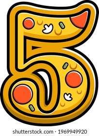 vector number 5. pizza fast food