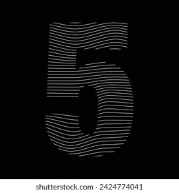 vector number 5 with wave style