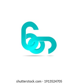 Vector number 6 logo with bright blue gradient 3d model