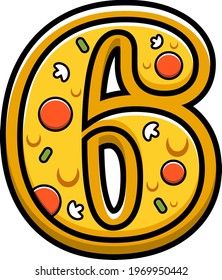 vector number 6. pizza fast food