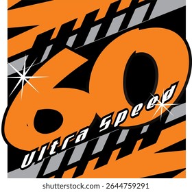 Vector number 60 orange with modified line variations, sticker print design.