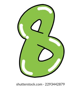 vector number 8 countdown eigth style kids or comic green  colour