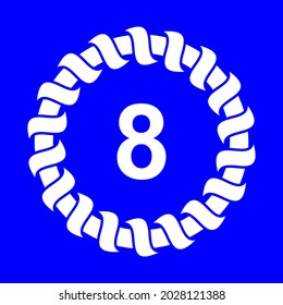vector number 8 design element, with circle and rope illustration