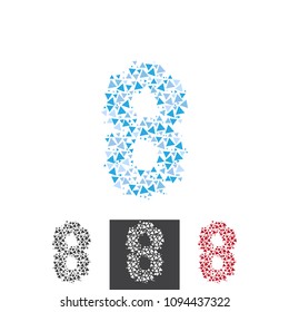 Vector Number 8 Eight Alphabet Typo Font Geometric Triangle Pyramid Pattern Logo Icon Brand Symbol Shape Object Element Professional Corporate Identity Modern Business