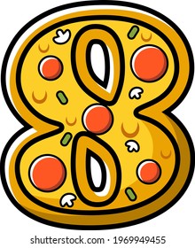 vector number 8. pizza fast food