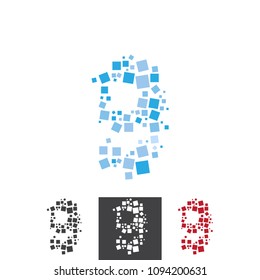 Vector Number 9 Nine Alphabet Typo Font Geometric Square Pattern Logo Icon Brand Symbol Shape Object Element Professional Corporate Identity Modern Business