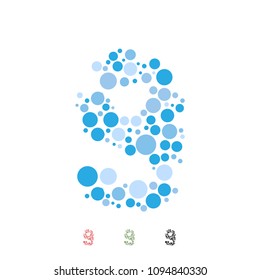 Vector Number 9 Nine Alphabet Typo Font Geometric Bubble Circle Sphere Ball Pattern Logo Icon Brand Symbol Shape Object Element Professional Corporate Identity Modern Business