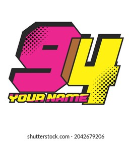 Vector Number 94 full color, for motorcycle racer design.