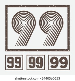 Vector number 99 is presented in a grunge texture, vintage, and includes four different concepts.