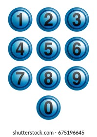 Vector Number Balls Set Isolated on White Background - Blue