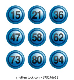Vector Number Balls Set Isolated on White Background - Blue