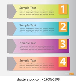 Vector number banner set colorful background.
