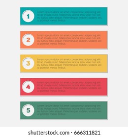 Vector number banners template for infographics. Can be used for workflow or graphic layout, diagram, graph, number options, presentation, web design. 5 steps business concept.