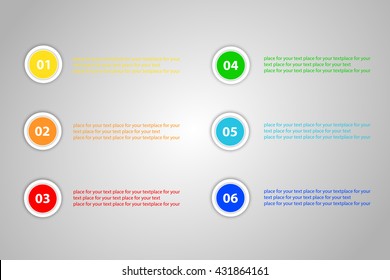 Vector number buttons, 6 points