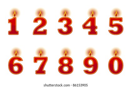 vector number candles on white background