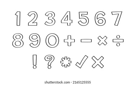 Vector of Number character in hand-drawn doodle style.