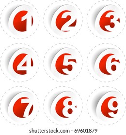 Vector number collection 1,2,3,4,5,6,7,8,9. Sticker pattern for design.