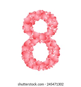 Vector number eight from hearts. Eps 10 illustration.