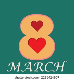 Vector with number eight and hearts, Happy Woman’s Day concept