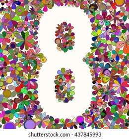 Vector number eight made of flowers.