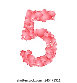 Vector number five from hearts. Eps 10 illustration.