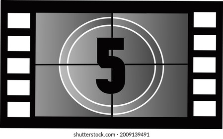 Vector The number five on a cinema screen.