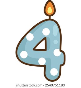 a vector of the number four with a candle on top