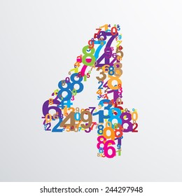 Vector number four from numbers. Eps 10 illustration.