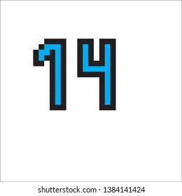 vector number fourteen pixel art 