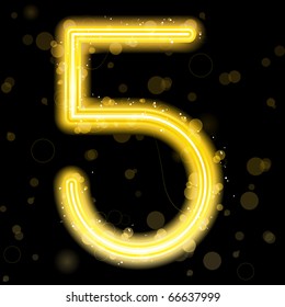 Vector - Number Golden Lights with Glitter and Sparkles