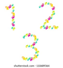 Vector number of hands isolated on white. Eps 10