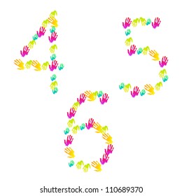 Vector number of hands isolated on white. Eps 10