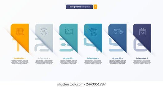 Vector number infographic template composed of 6 labels.