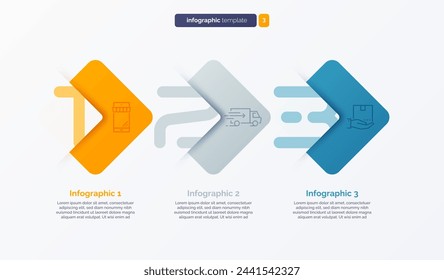 Plantilla infográfica de número de vector compuesta por 3 etiquetas.