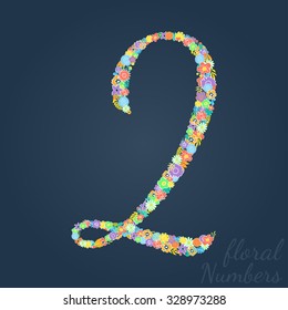 Vector Number made of leaves and flowers. EPS 10. 
