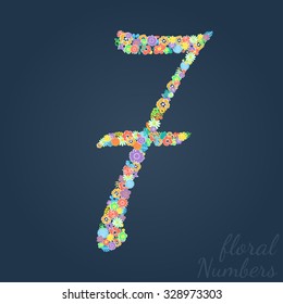 Vector Number made of leaves and flowers. EPS 10. 