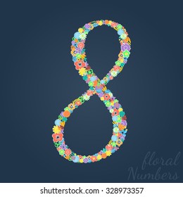Vector Number made of leaves and flowers. EPS 10. 