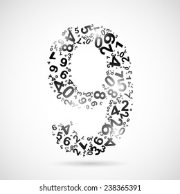 Vector number nine from numbers. Eps 10 illustration.