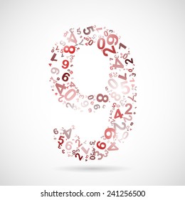 Vector number nine from numbers. Eps 10 illustration.