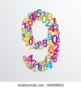 Vector number nine from numbers. Eps 10 illustration.