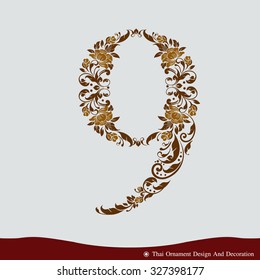 Vector of Number Nine in the old vintage style. ABC concept type as logo. Typography design.